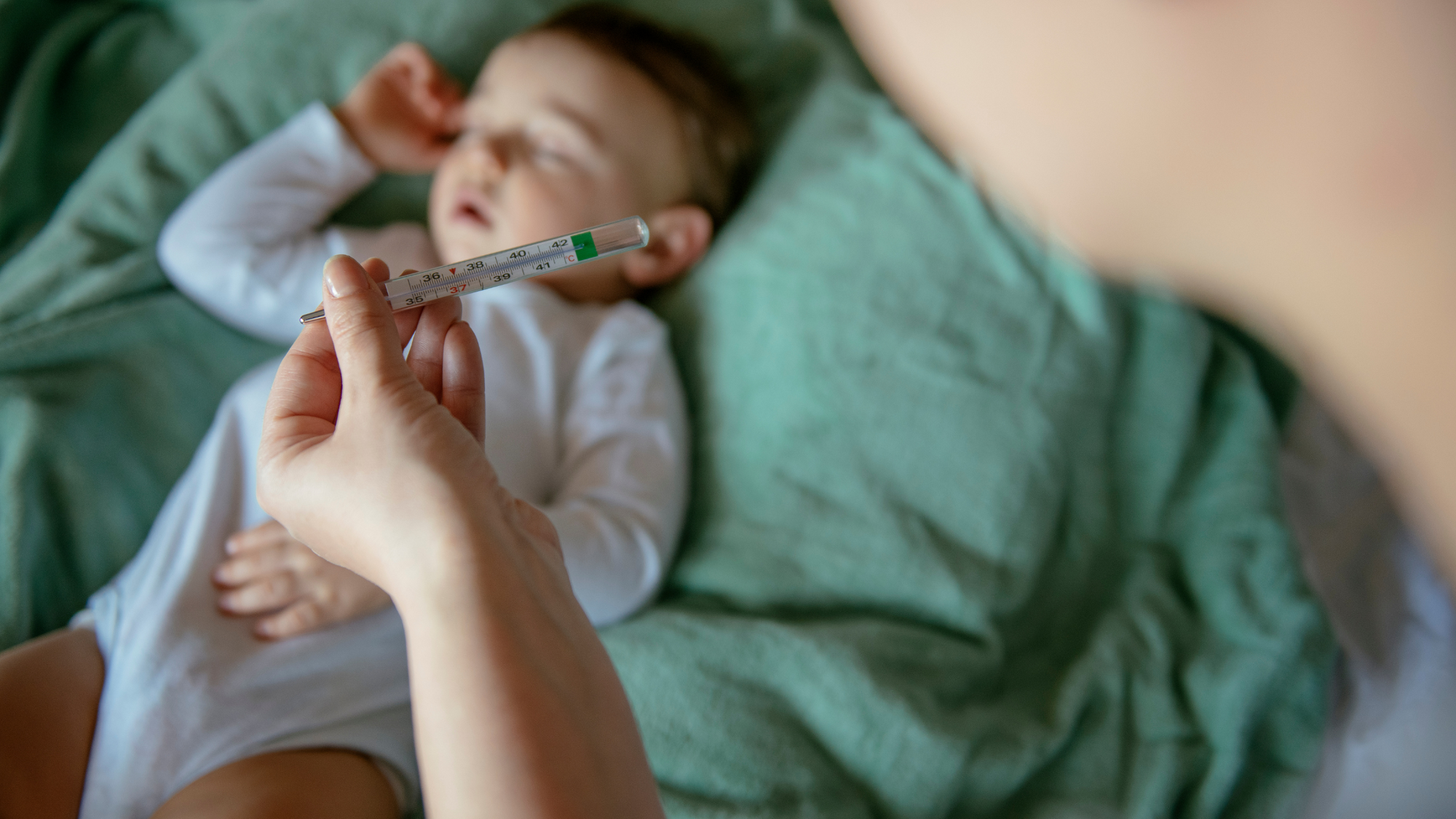 NICU baby, sick, fever, RSV, taking temperature