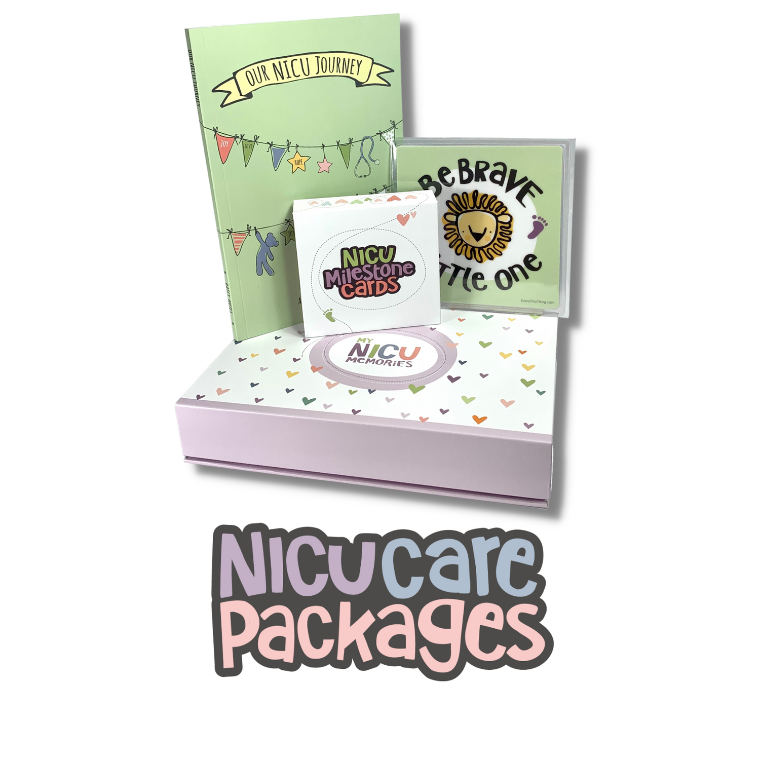 NICU Care Packages with a NICU journal, NICU art, NICU Milestone Cards and NICU Keepsake box. Shop for NICU-nurse curated and designed care packages by clicking this image.